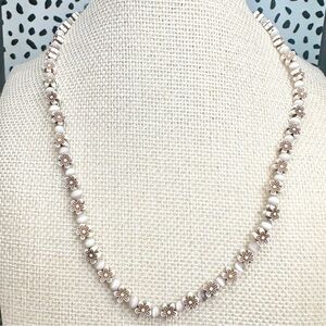 Vintage Flower and Cats Eye Beaded 17” Necklace